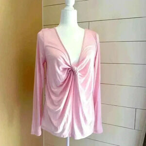 Athleta Waterfall Front Twist Top Shirt Size Medium Long Sleeve Pink